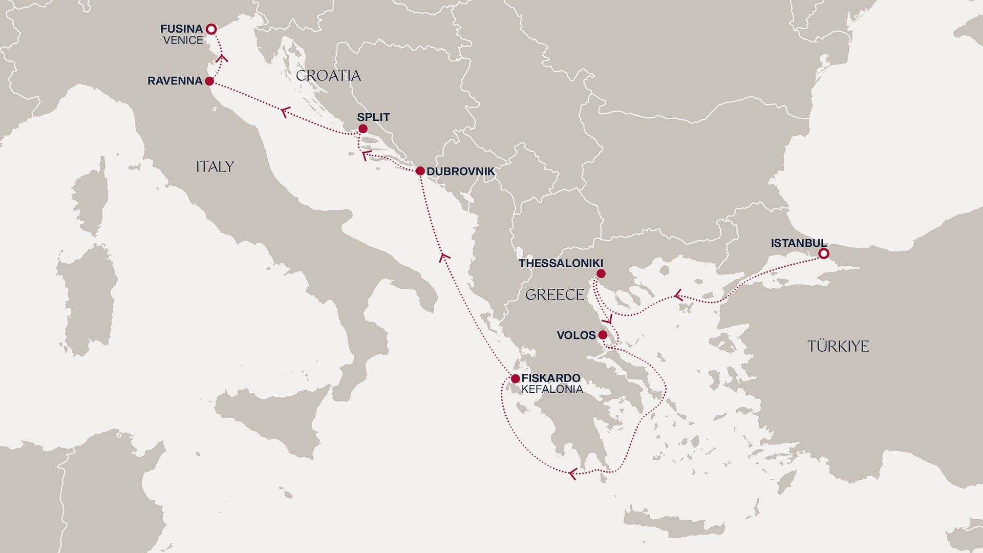 A Journey from Istanbul to Venice Itinerary Map